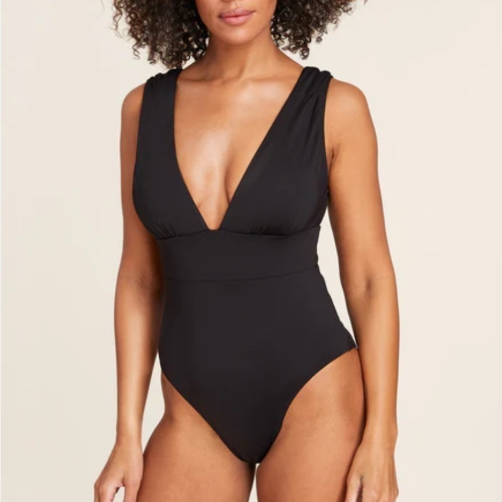 Andie The Cheeky Mykonos One Piece Black Swimsuit Bathing Suit Size Small
